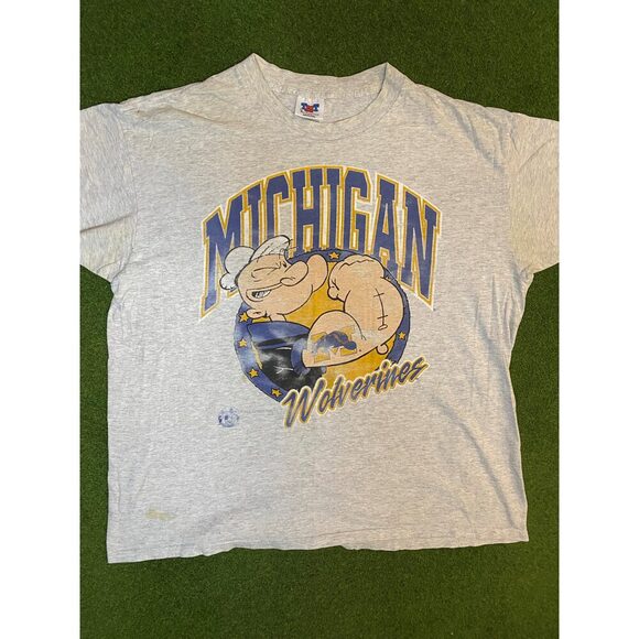 1993 Michigan Wolverines - Popeye - Vintage College T-Shirt (XL) - Picture 1 of 1